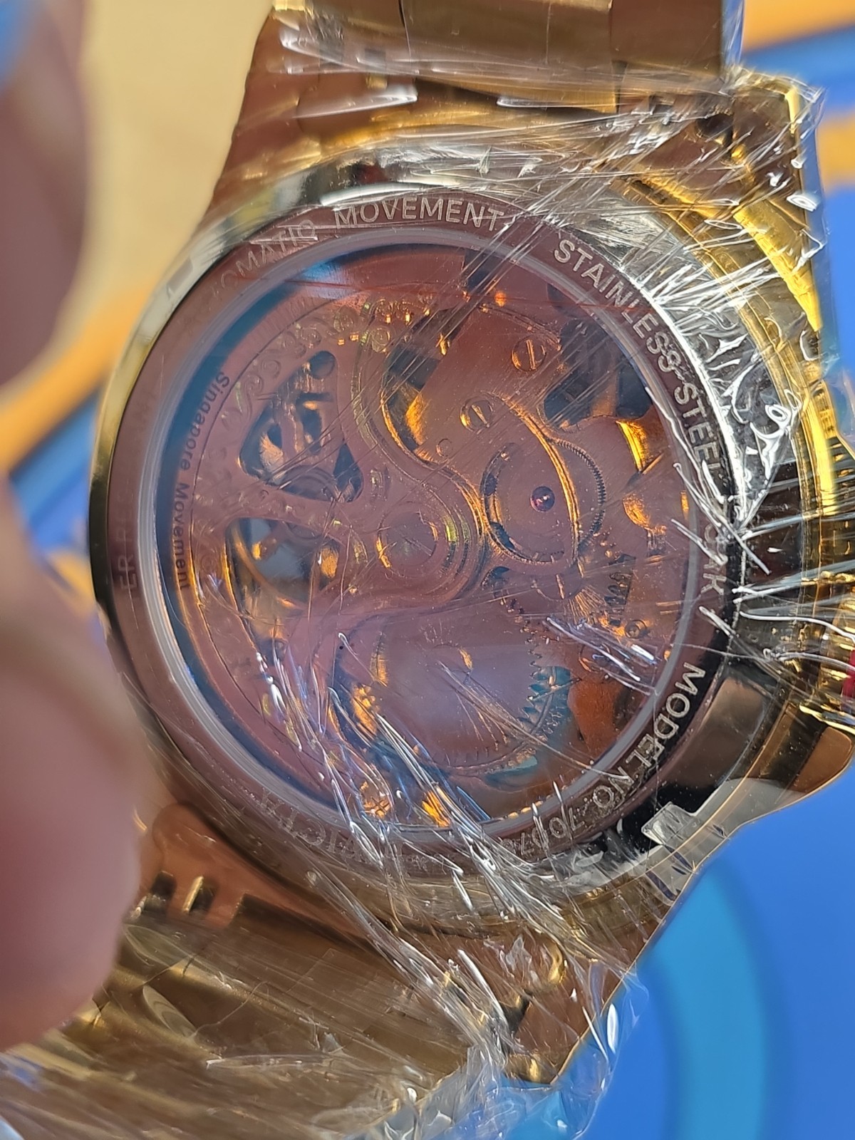 Invicta Mens Racing Interpoint Automatic Skeleton Dial Gold Tone SS 43.5mm 70078