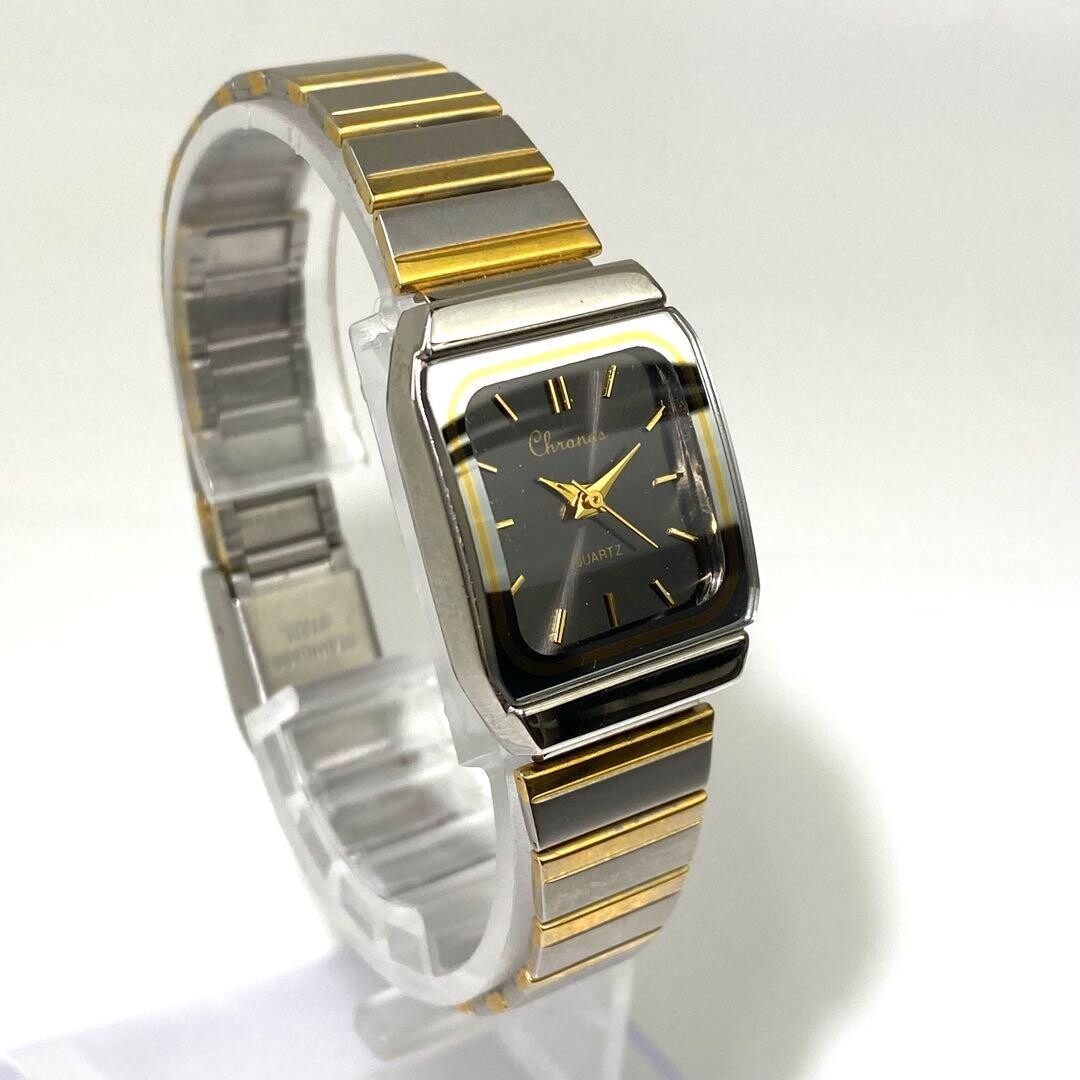 Chronos Wristwatch Square Quartz Analog Stick Indexes Authentic From Japan