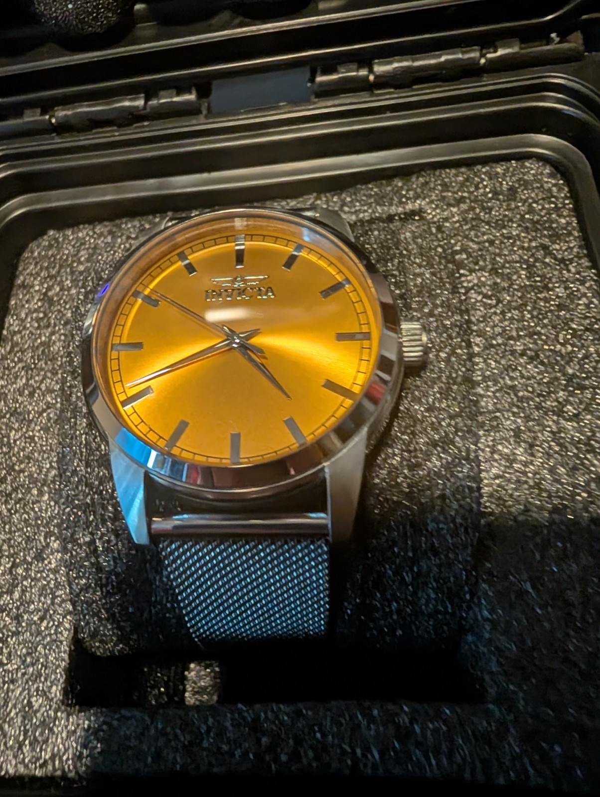 NEW Invicta Celestial Men’s 43mm Japanese Quartz Yellow Dial Mesh SS Watch 48506