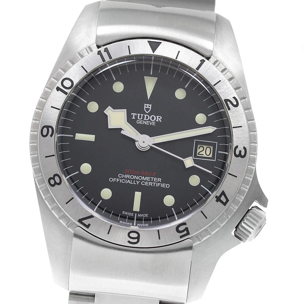 Tudor Black Bay P01 70150 Automatic Black Dial 42mm Leather Rubber SS Silver