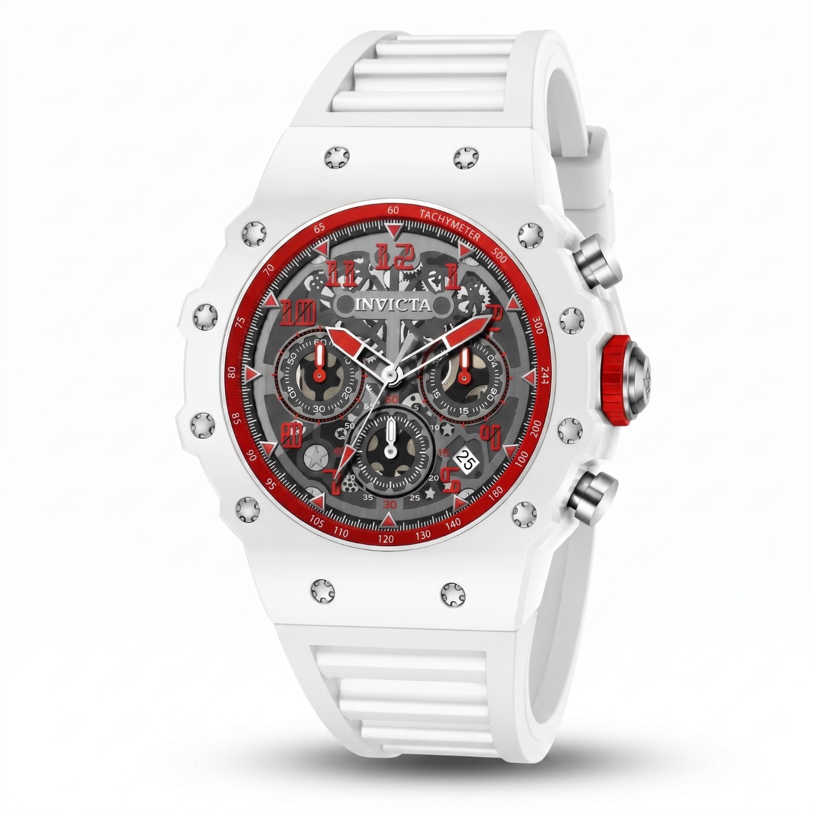 Invicta Racing Vaulthan 69660 Men’s Watch 44mm White Red Dial Steel Quartz New