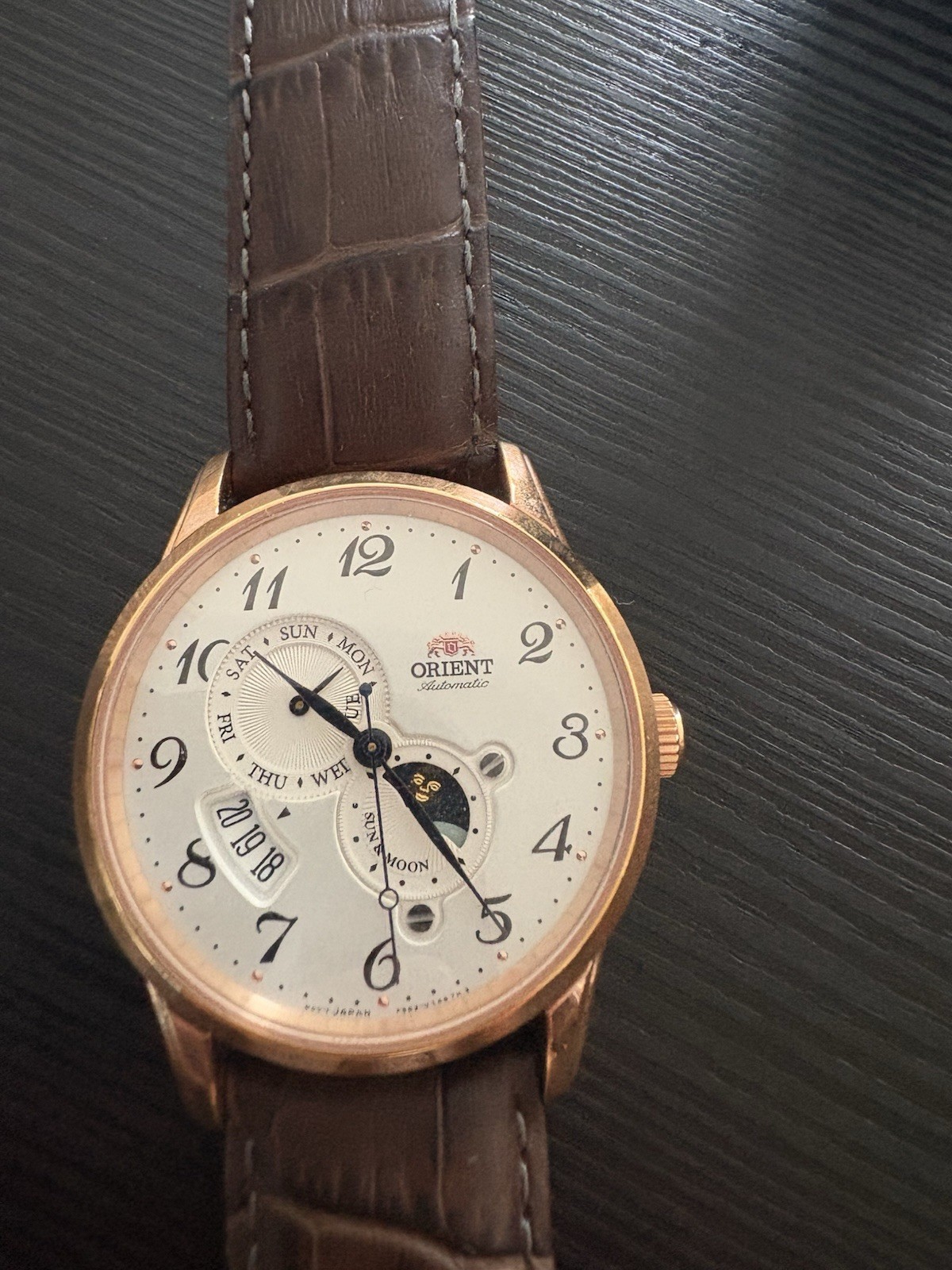Orient Sun & Moon Automatic Rose Gold White Dial Men’s Watch F6B2-UAA0