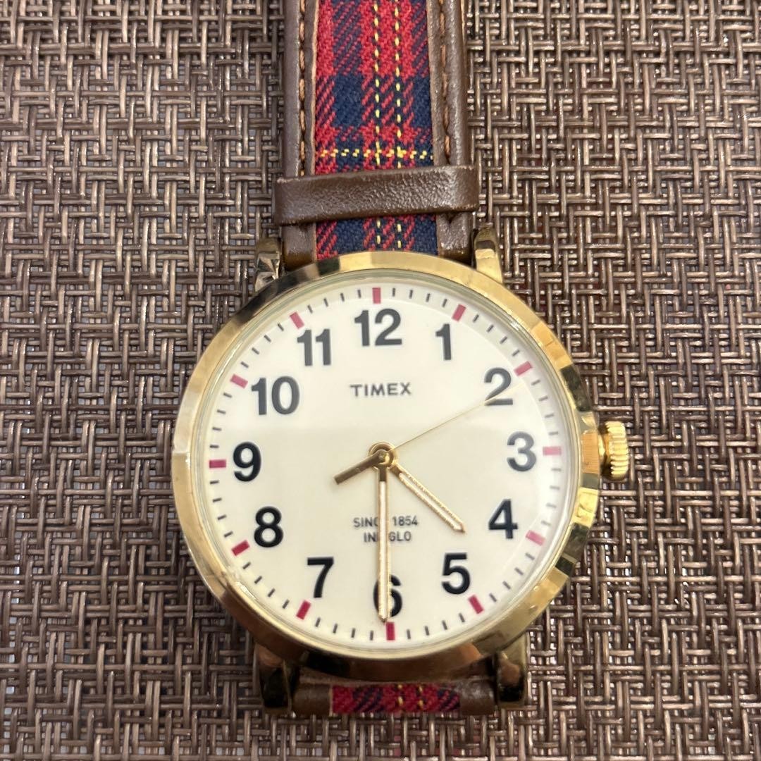 TIMEX Wristwatch TW2P69600 Men Quartz Indiglo Tartan Fabric Leather Pro