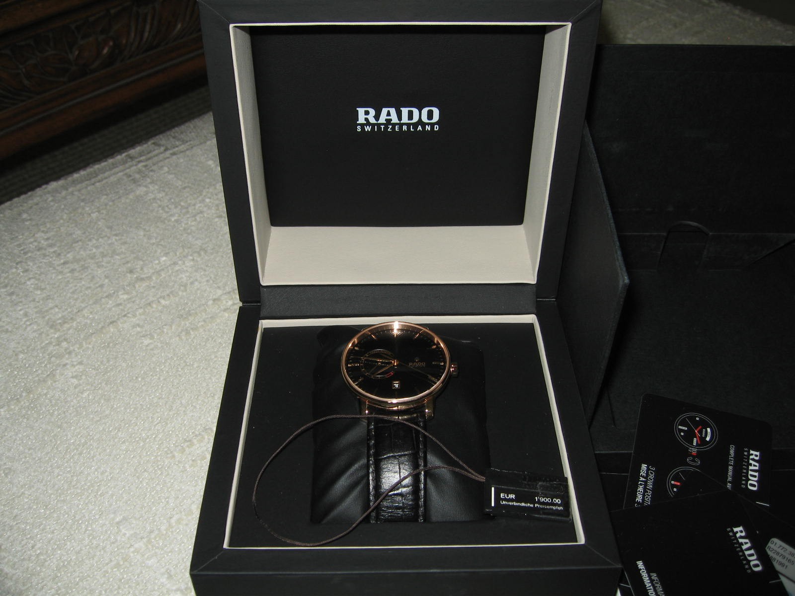 RADO Coupole Classic Automatic Power Reserve Black Dial Rose Gold 41mm Men Watch