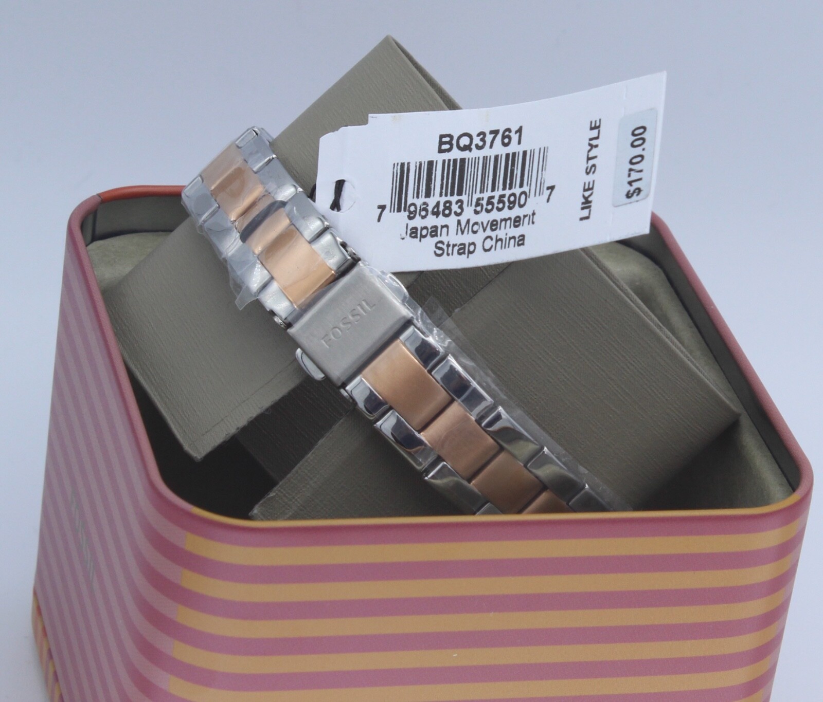 NEW AUTHENTIC FOSSIL RYE MULTIFUNCTION SILVER ROSE GOLD WOMEN’S BQ3761 WATCH