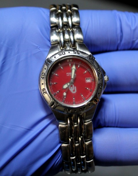 Fossil Blue Watch Stainless Steel RED 100 M/330 Ft Water Res. WORKS