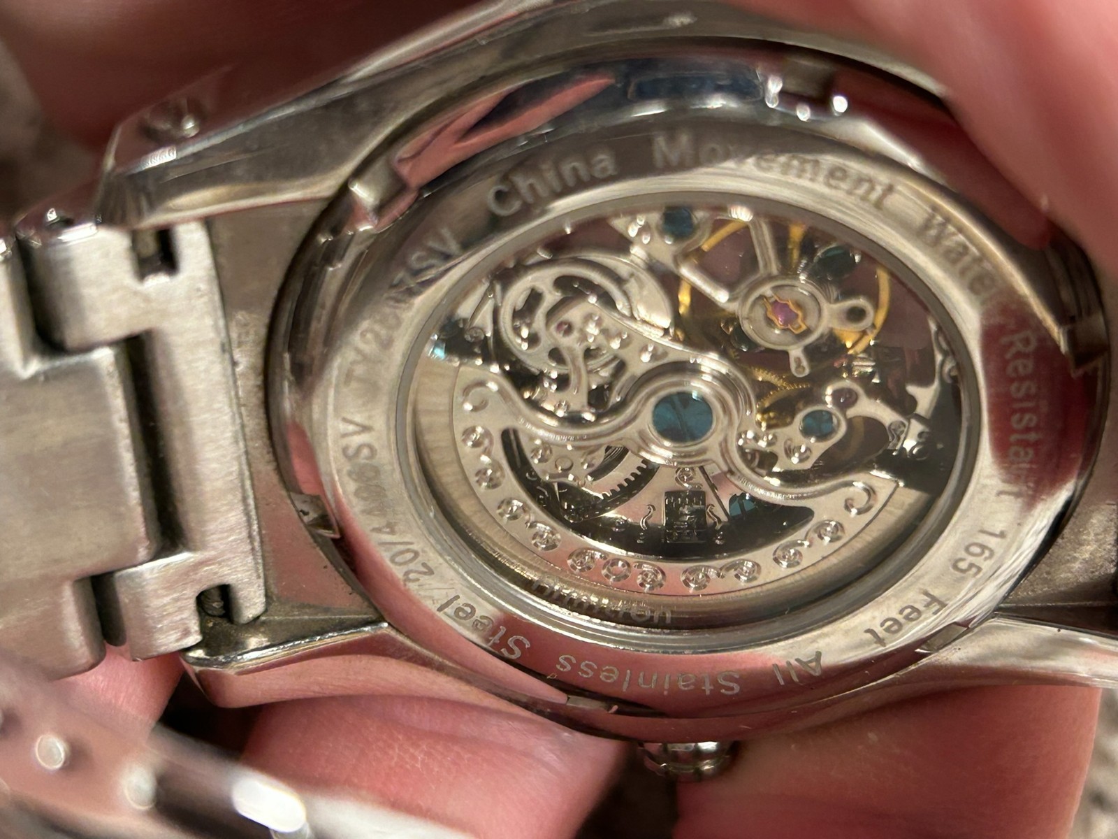 Armitron Automatic Skeleton Watch Stainless Steel Silver Black Dial 20 Jewels