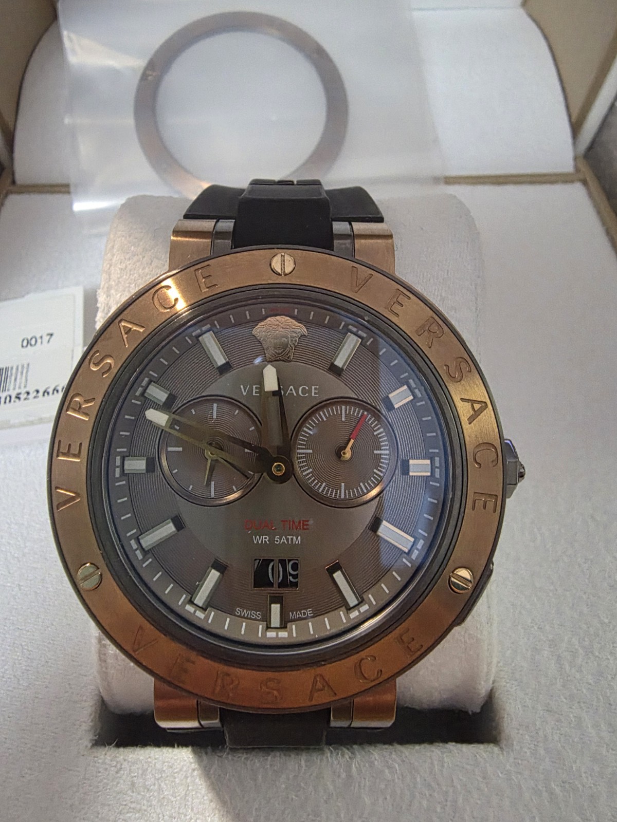 Versace V-Extreme Brown Chronograph Dial Rubber Strap Men’s Watch VCN030017
