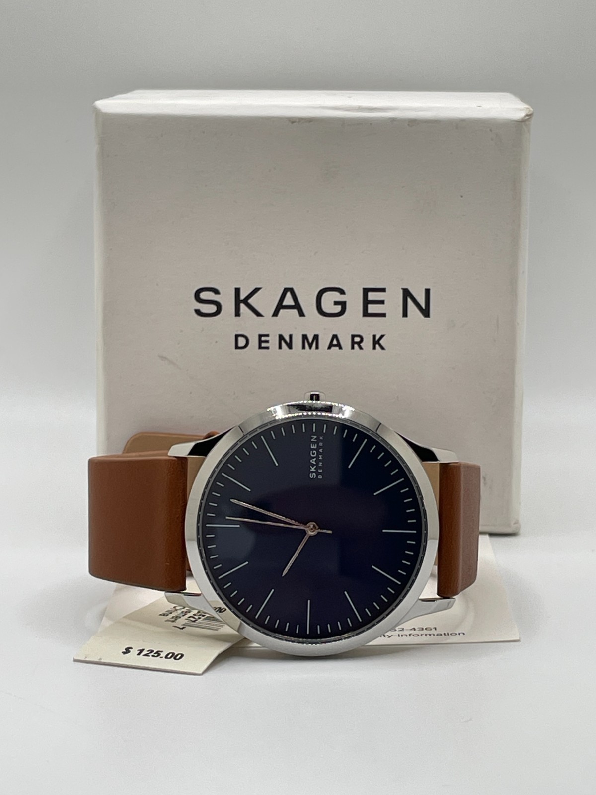 Skagen Jorn SKW6546 Mens Blue Dial Brown Band Quartz Analog Casual Wristwatch