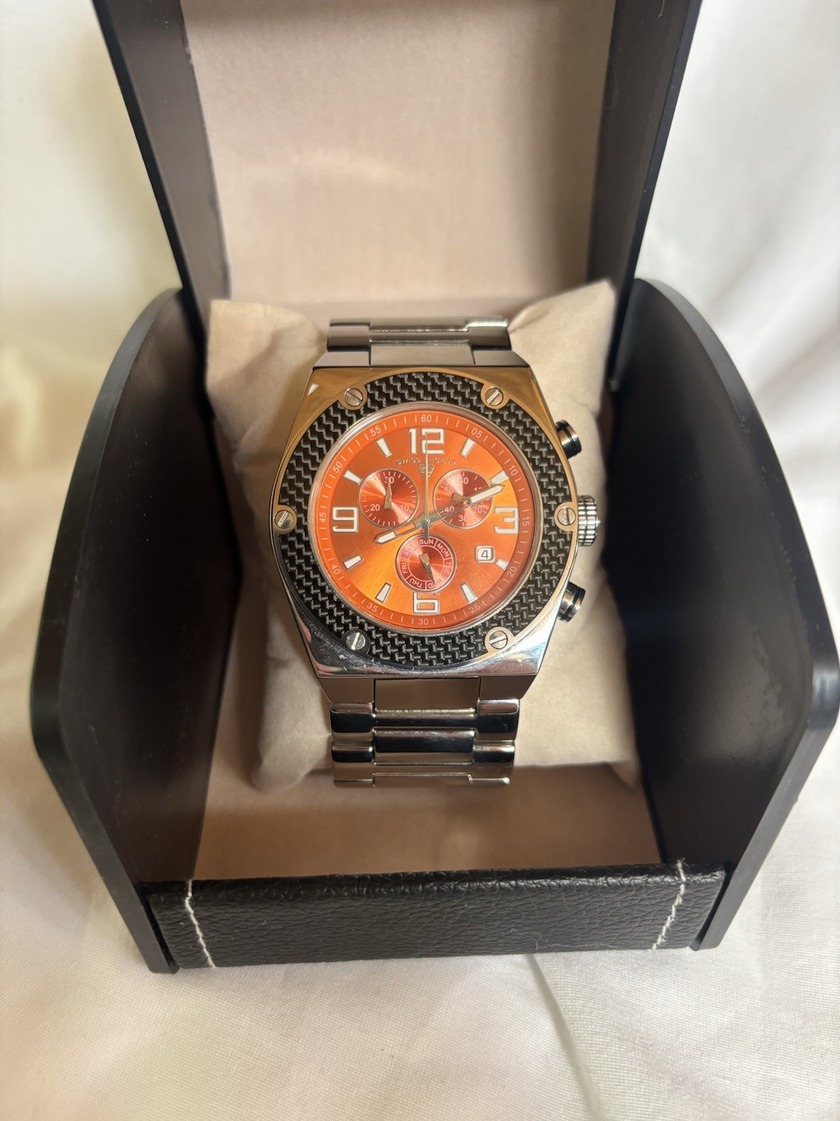 Swiss Legend Throttle Chronograph Black Orange Stainless Steel 10ATM Men’s Watch