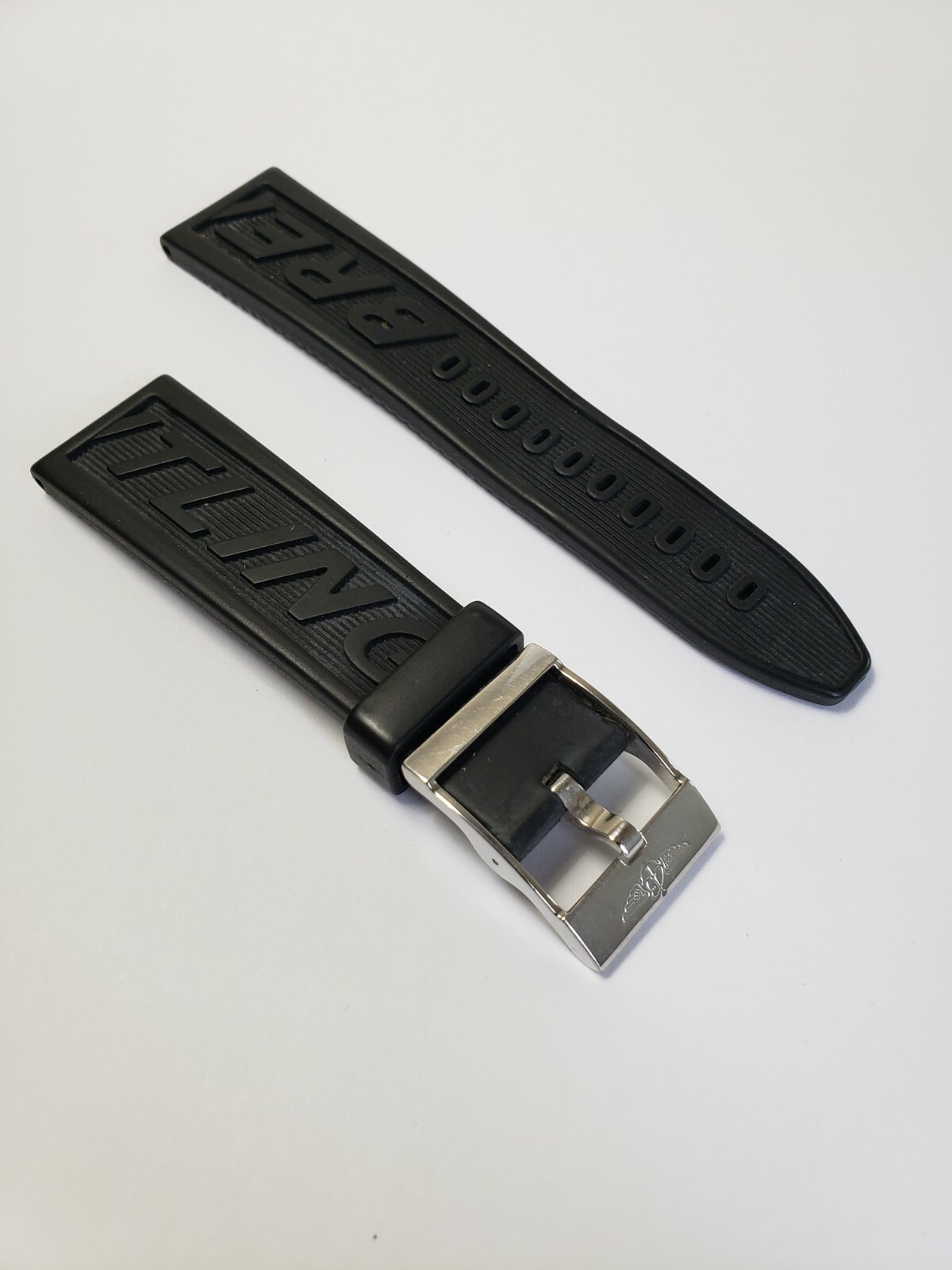 BREITLING BLACK RUBBER STRAP CAOUTCHOUC AND TANG BUCKLE OEM 24MM