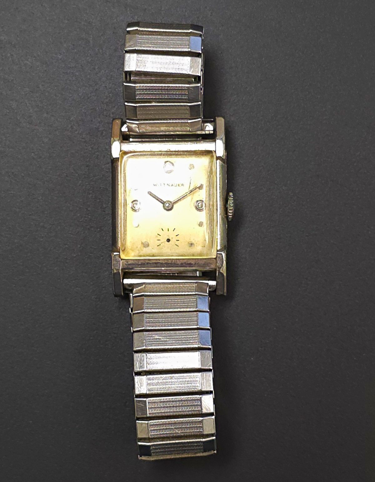 Wittnauer Manual Wind Rectangular Dress Watch Gold Filled 17J Speidel Band