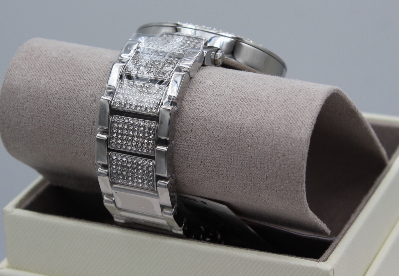 NEW AUTHENTIC MICHAEL KORS PARKER SILVER CHRONOGRAPH CRYSTALS WOMEN MK6759 WATCH