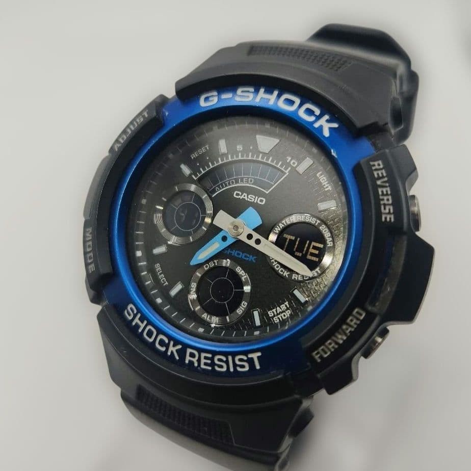 Casio G-SHOCK AW-591 Blue Black Ana-Digi Watch Used