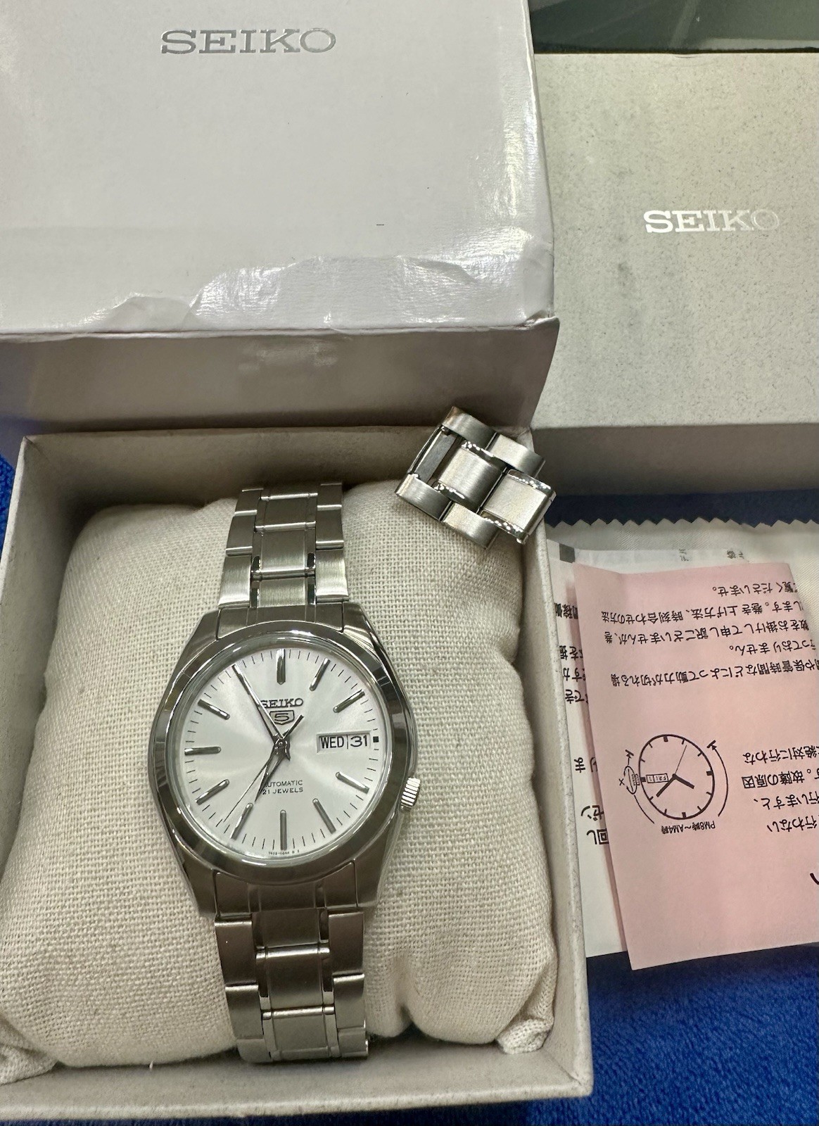 Seiko SNKL43 and SNKL41 Bundle, Blue And Silver Dial Watches