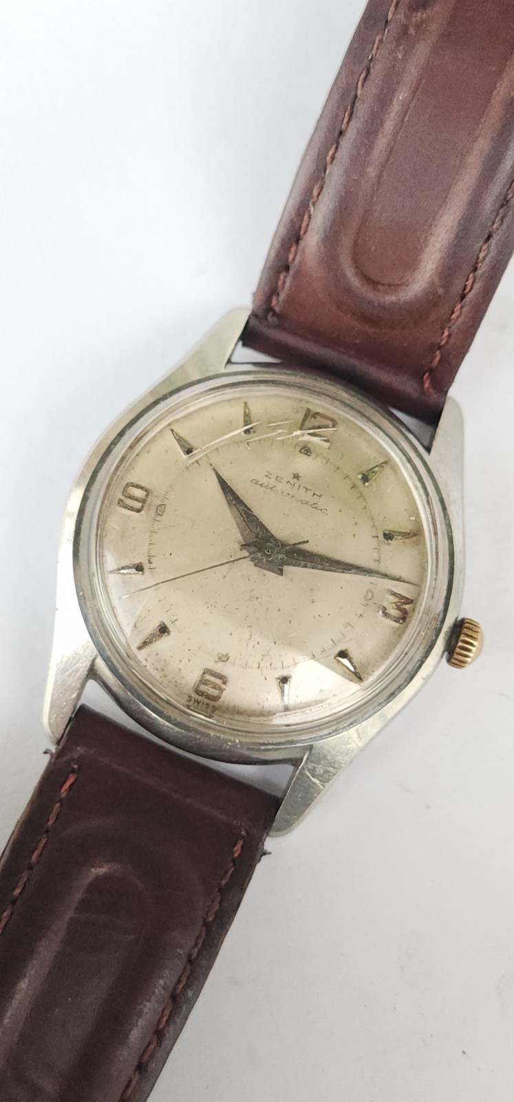 VINTAGE 1950’S ZENITH AUTOMATIC BUMPER S STEEL MEN’S 35mm SWISS WATCH CAL 133.8