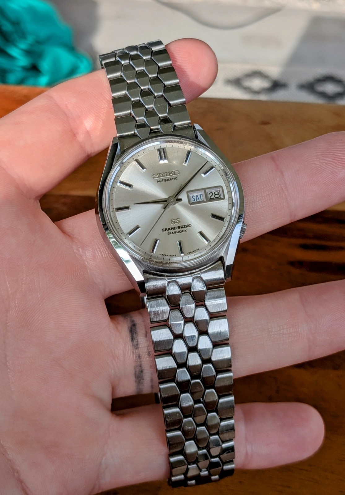 Stainless Steel Grand Seiko 6246-9010 Rare With Onyx Hands