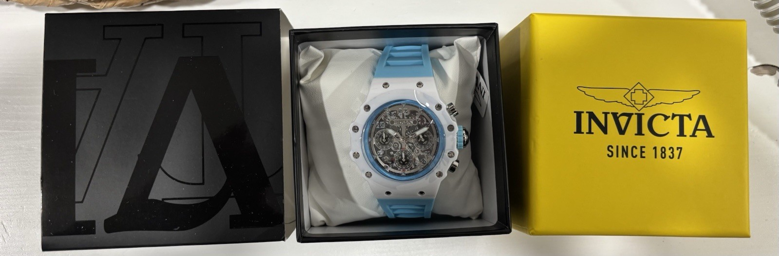 Invicta Racing Blue White Watch 40.5 Skeleton Watch