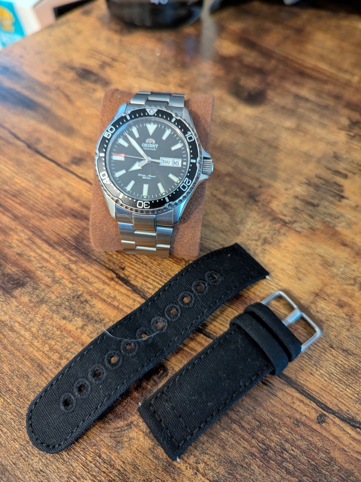 Orient Kamasu Automatic Diver Watch W/Miltat Bracelet+Archer Canvas Strap