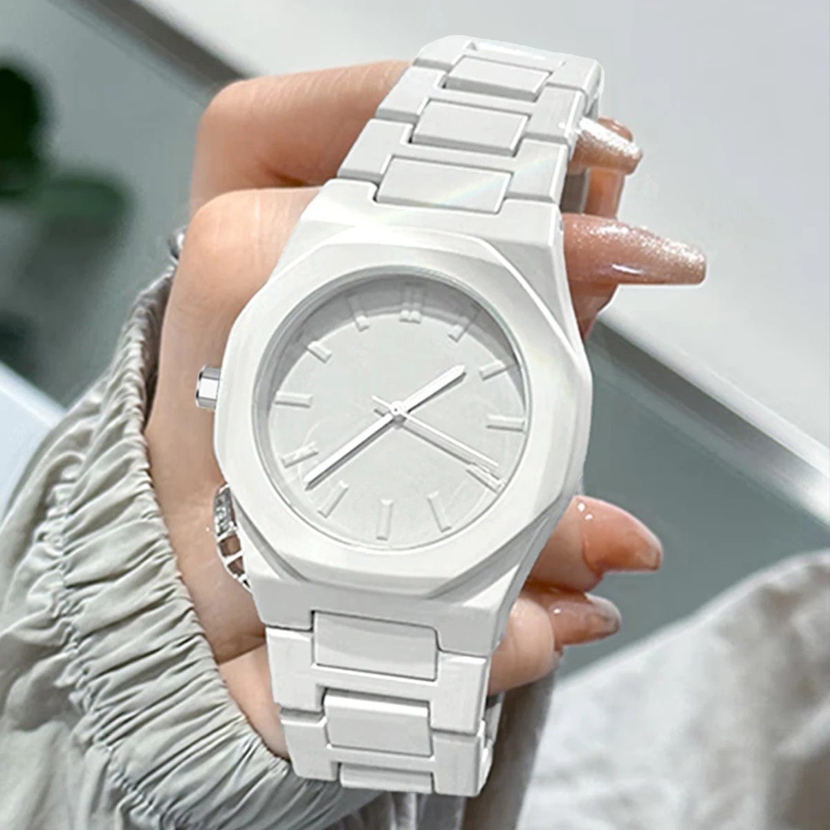 Men Simple Quartz Watch Minimalist Numberless Dial Push Clasp 5 Colors Battery