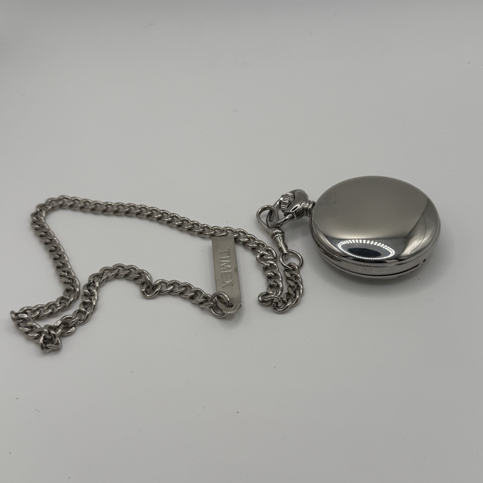 Timex Silver Tone Pocket Watch Working Condition Please Read