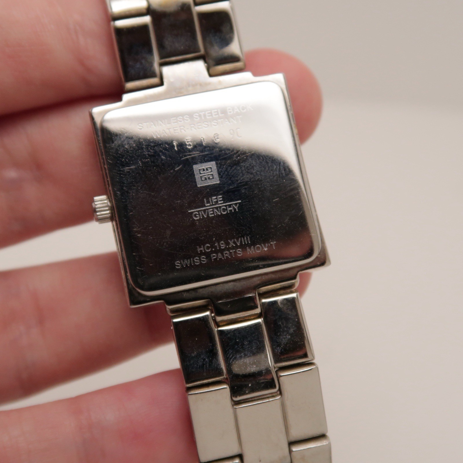 GIVENCHY Square 4G Logo Analog Quartz Women Vintage Watch W419 *WORKING