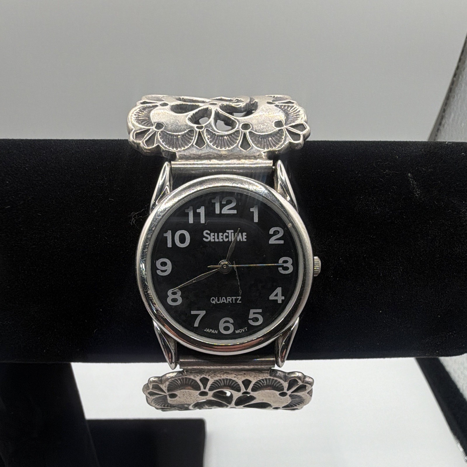 Selectime signed AJW Analog Watch Black Dial 925 Silver Bracelet