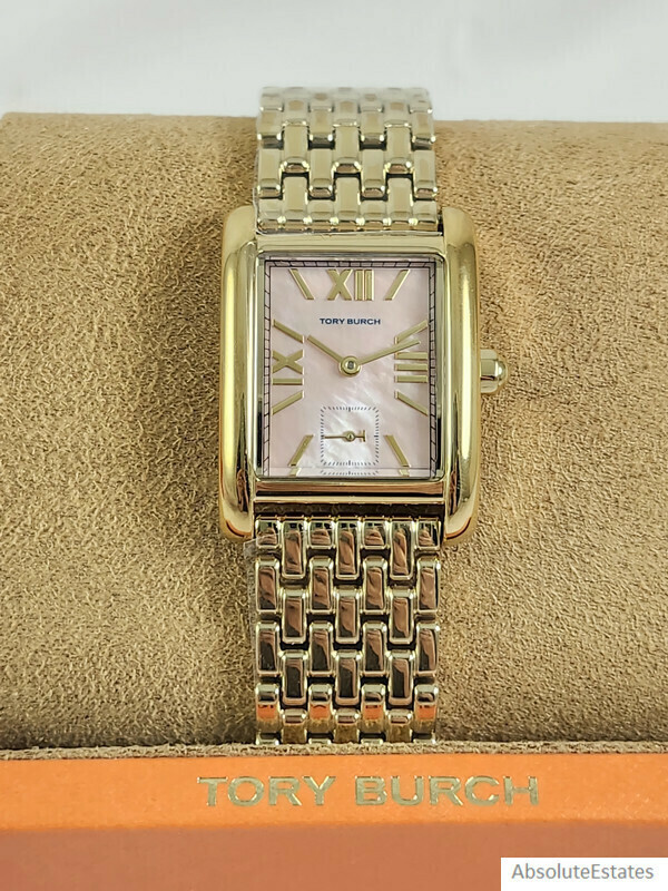NEW Tory Burch Gold Eleanor Watch Blush Pink Mother of Pearl TBW1077 NWT Box