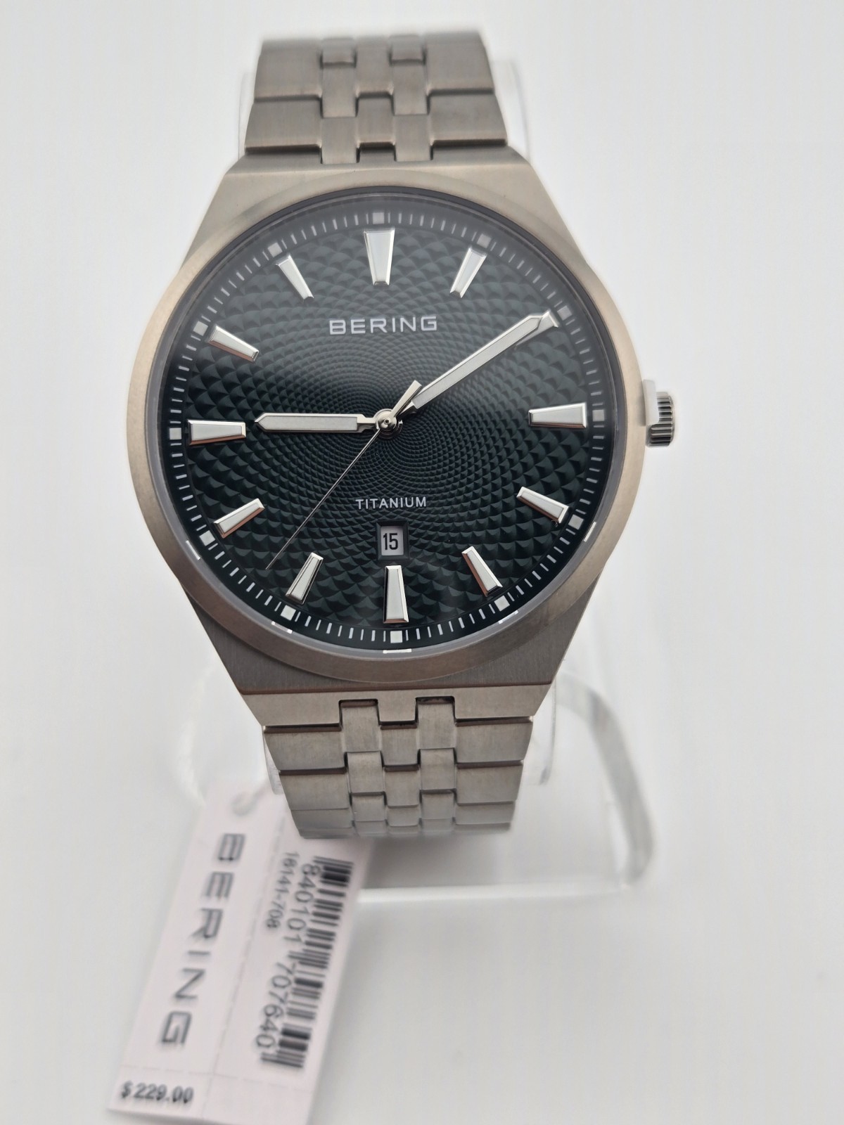 Bering Titanium Green Dial Men’s Quartz Watch, 41mm 16141-708