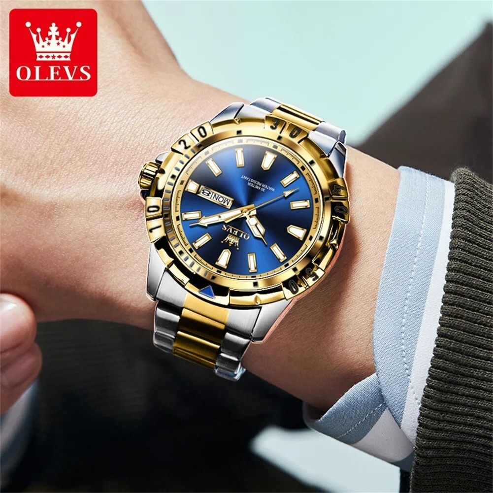 Waterproof Quartz Luminous Luxury OLEVS Watch Business Men’s Date Men Strap