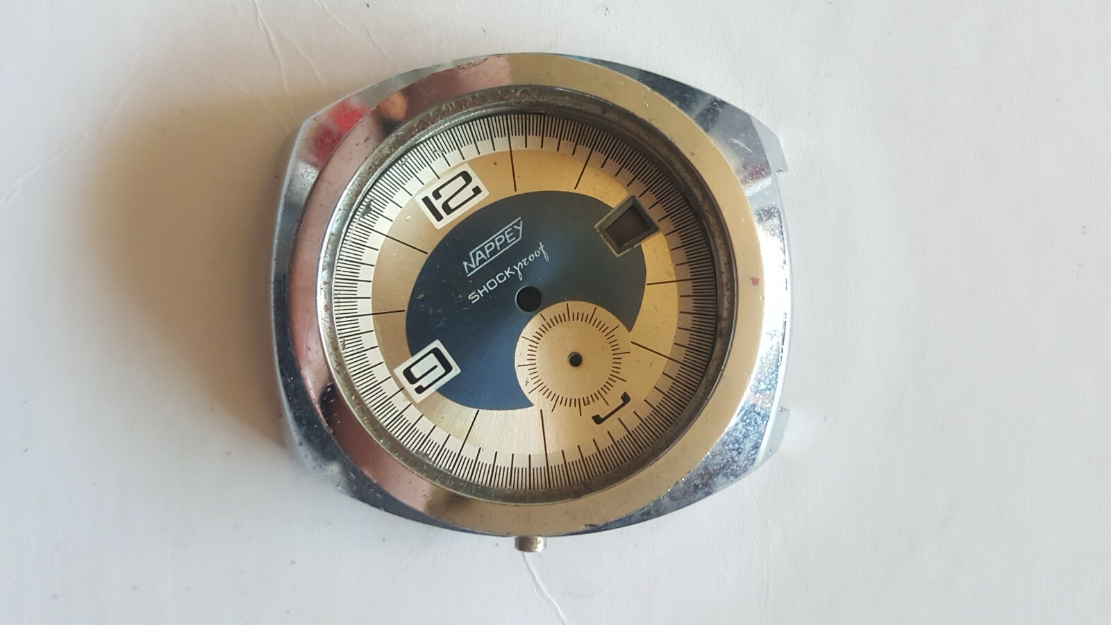 VINTAGE Very Rare swiss made NAPPAY watch case and dial with date and sub second