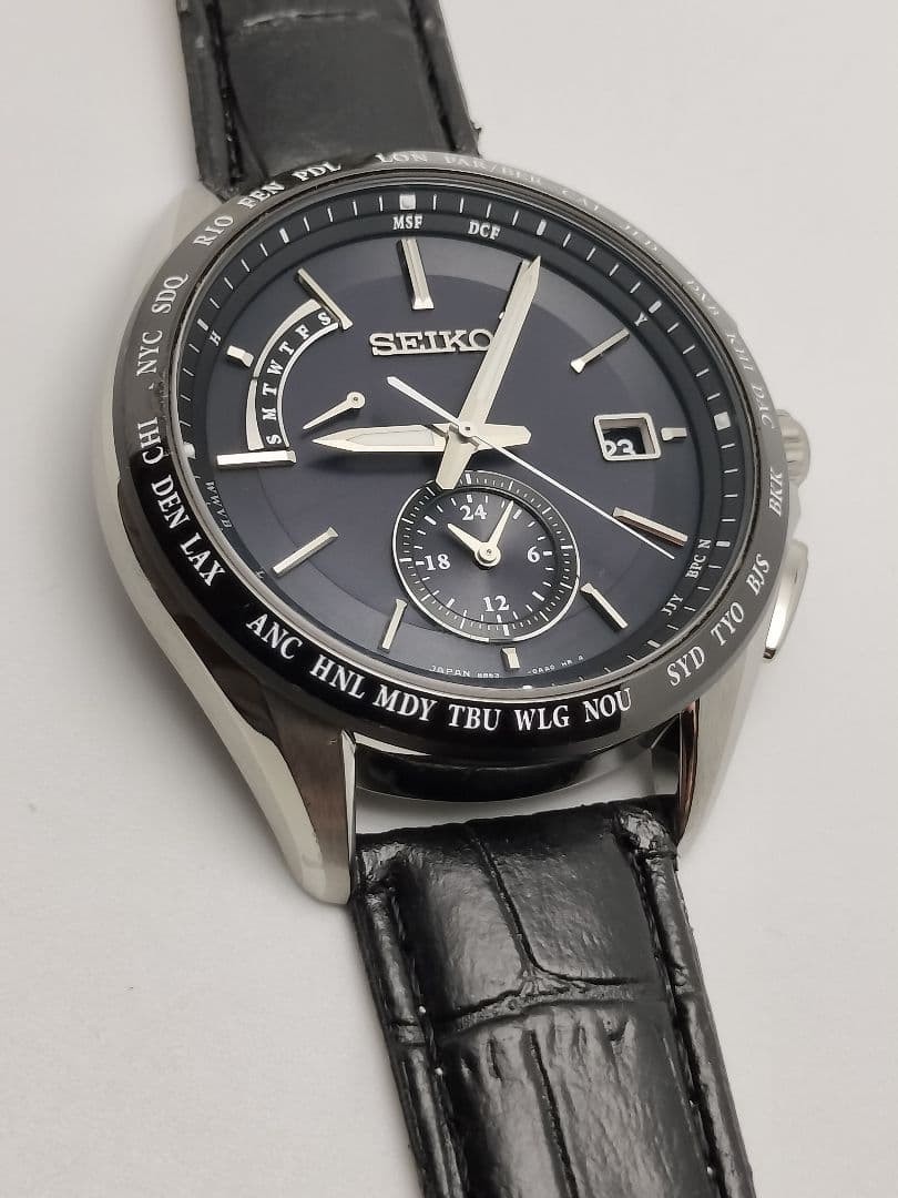 Seiko Brightz Titanium Solar Radio Watch 8B63 Replacement Belt Free Size