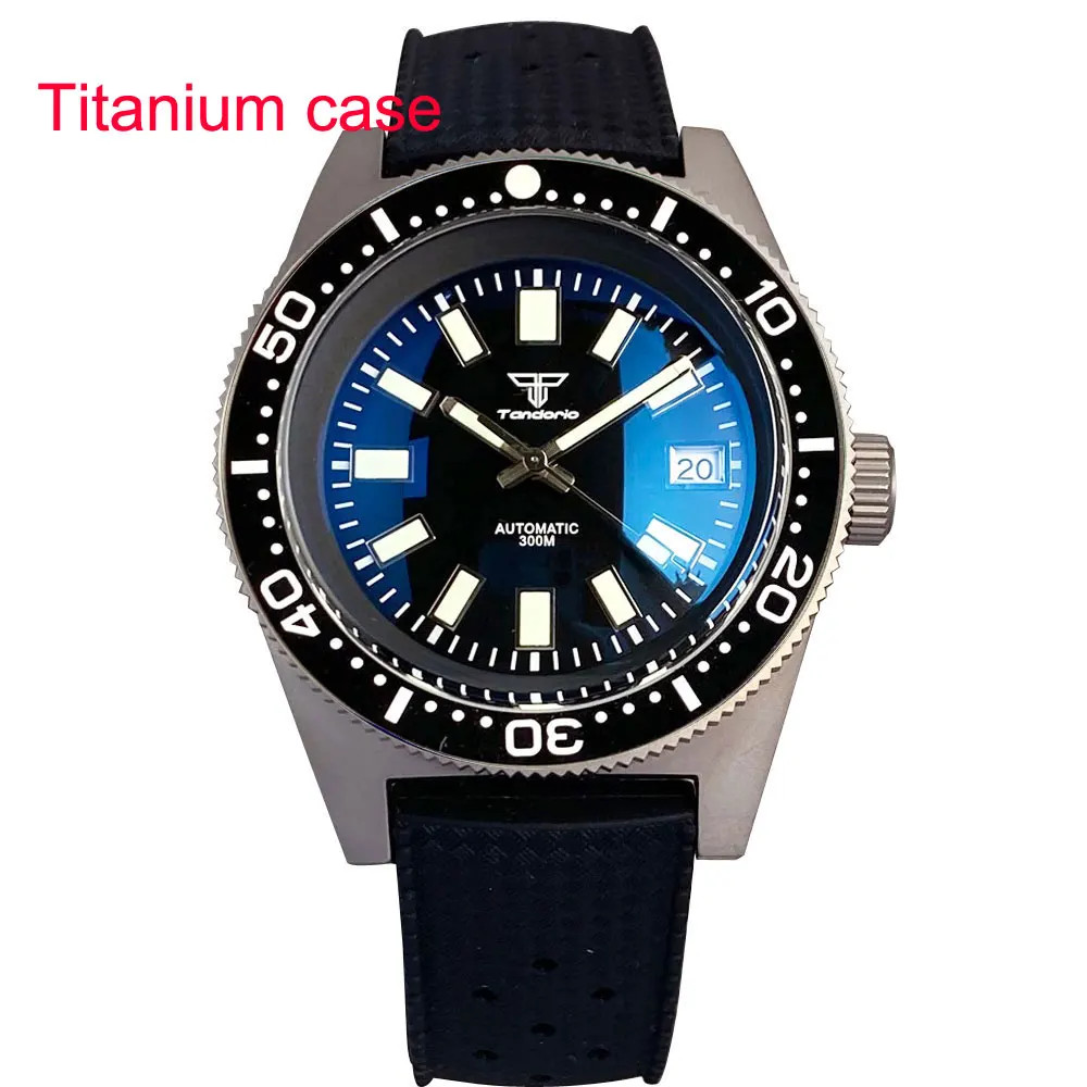 Tandorio 41mm Titanium Diving 62MAS Watch Black/Grey/Blue Dial NH35A PT5000 Move