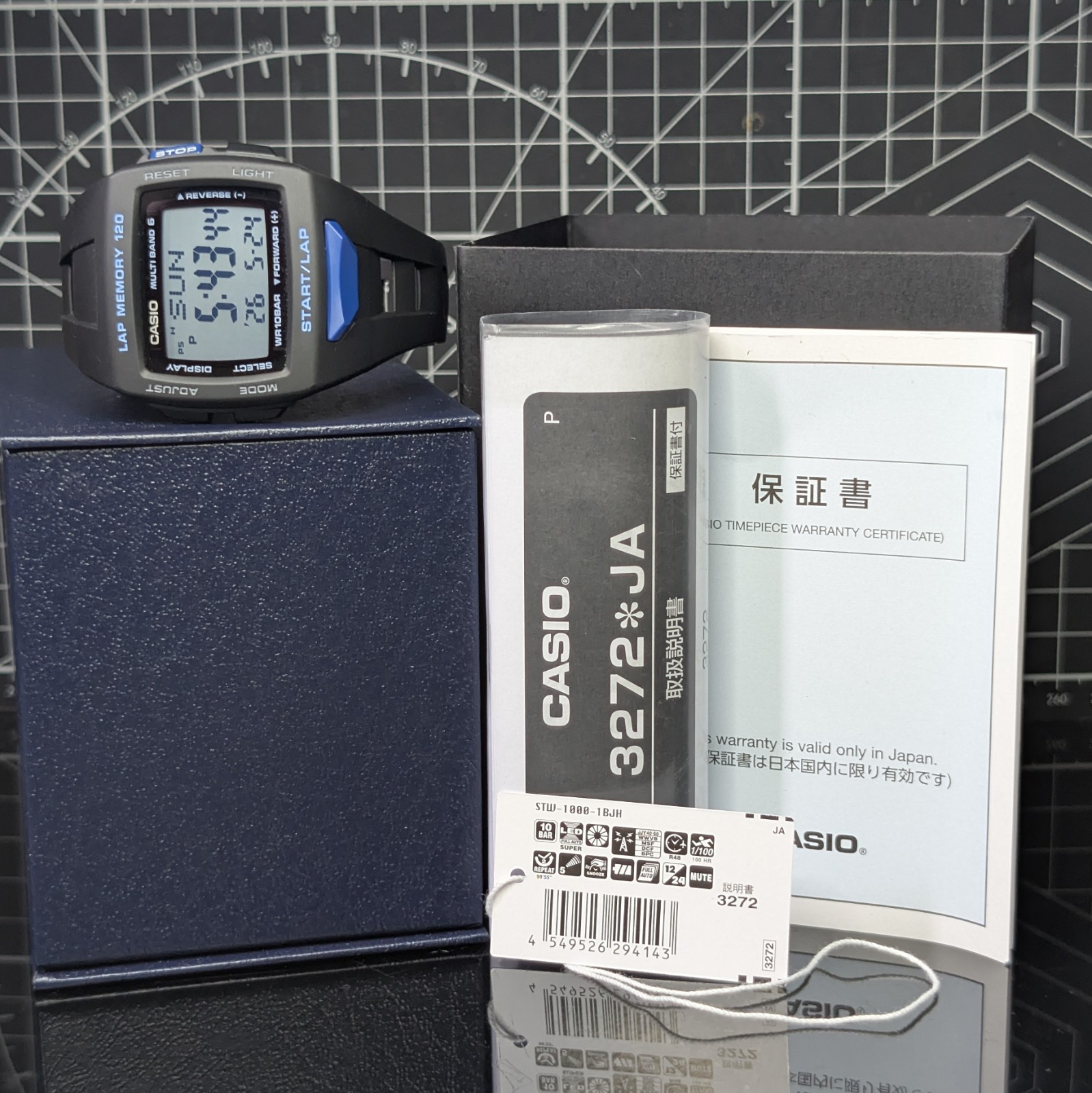 Casio PHYS STW-1000 Tough Solar Multiband Square Black Blue Fizz STW-1000-1B
