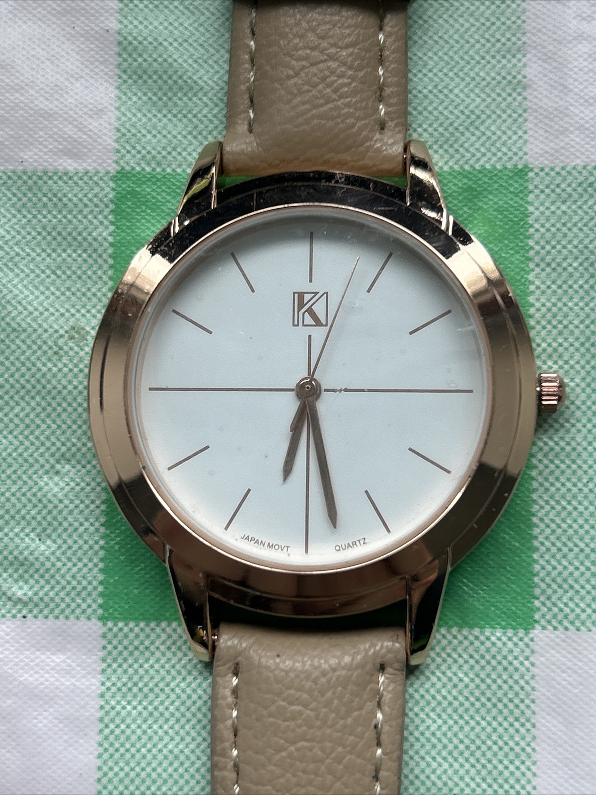 K Rose Gold Beige Band Women’s Quartz Watch