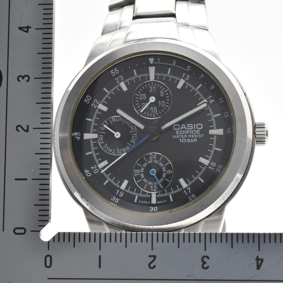 Casio Edifice EF-305 Chronograph Quartz Mens Watch Black Silver Working Japan