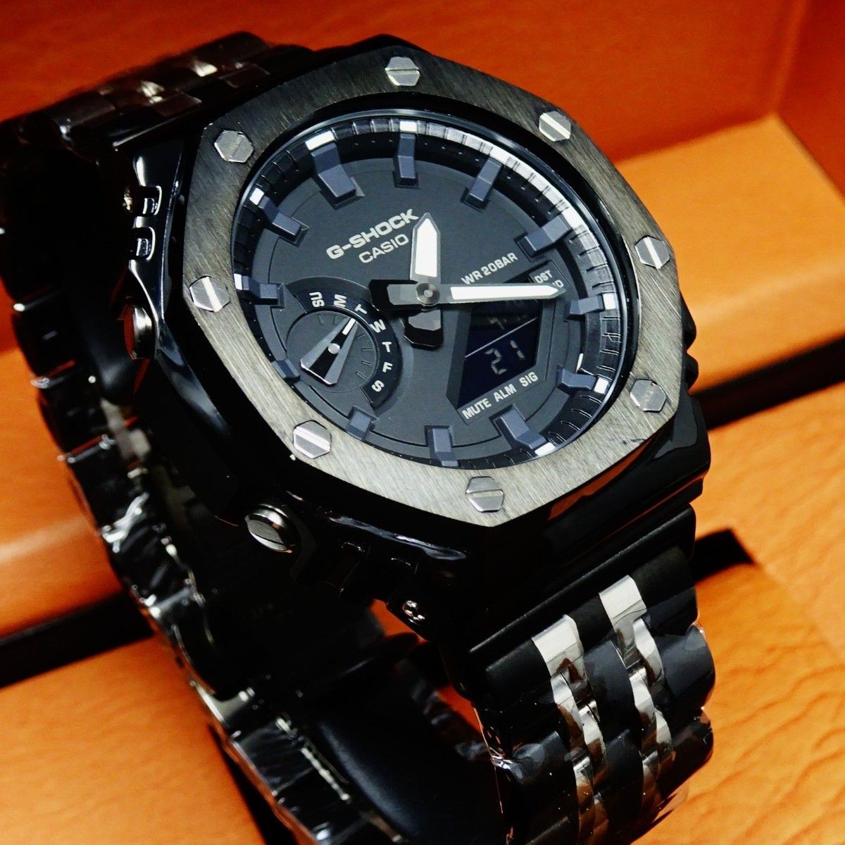 CASIO G-SHOCK GA2100K-5A Custom stainless steel bezel All Black New Japan