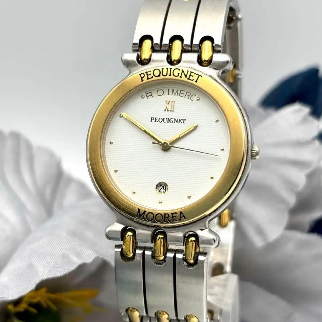 PEQUIGNET Moorea Working Quartz 18.5cm 7.28in Two Tone Men’s Watch Swiss Japan
