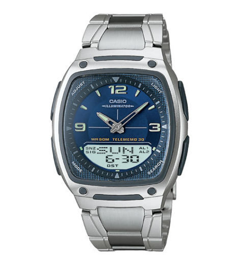 Casio AW81D-2AV, Telememo 30 Watch, 3 Alarms, 10 Year Battery, Chronograph, NEW