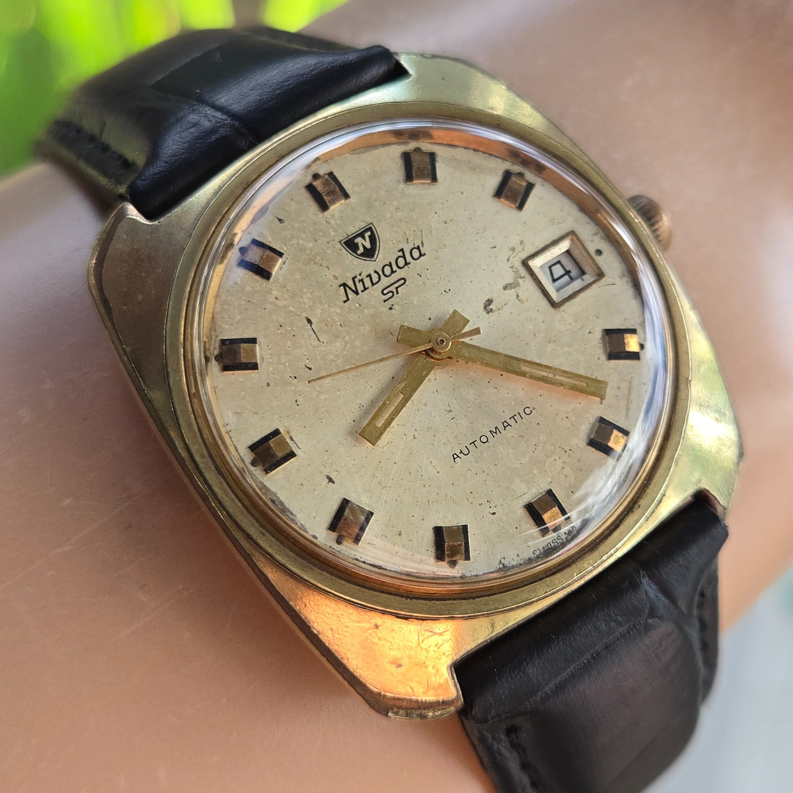 Vintage NIVADA SP men’s automatic watch Date ETA 2782 21Jewels swiss 1970s