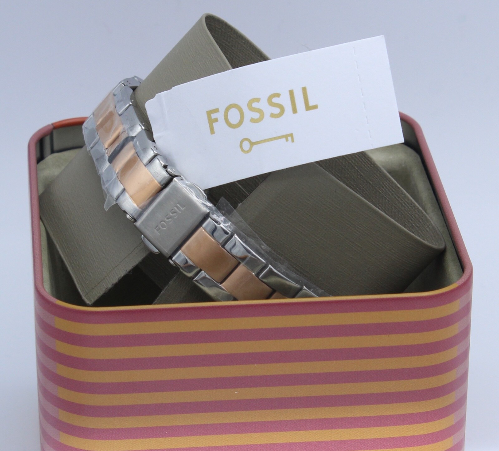 NEW AUTHENTIC FOSSIL RYE MULTIFUNCTION SILVER ROSE GOLD WOMEN’S BQ3761 WATCH