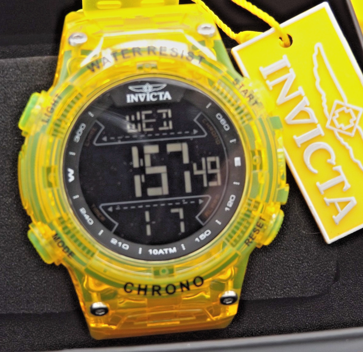INVICTA “Racing Burnout” Men’s 10-ATM Digital Watch Yellow-RUNS!-FREE SHIPPING!