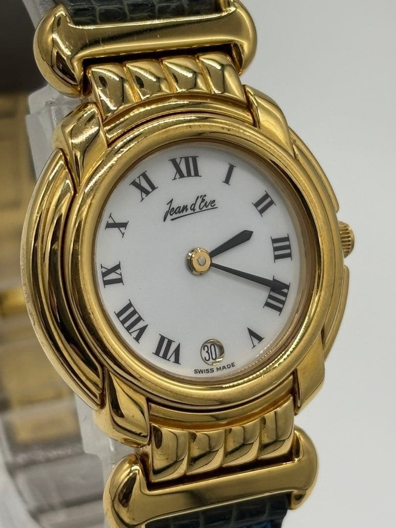 Jean d’Eve Quartz Watch Women White Dial 26mm Date Original Strap White Dial JPN