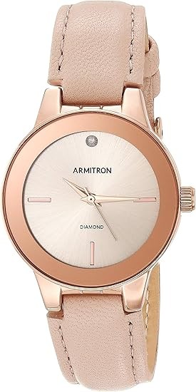 Armitron Rose Gold Diamond Beige Leather Women’s Watch 30m WR 30mm 75-5410RSRGBH