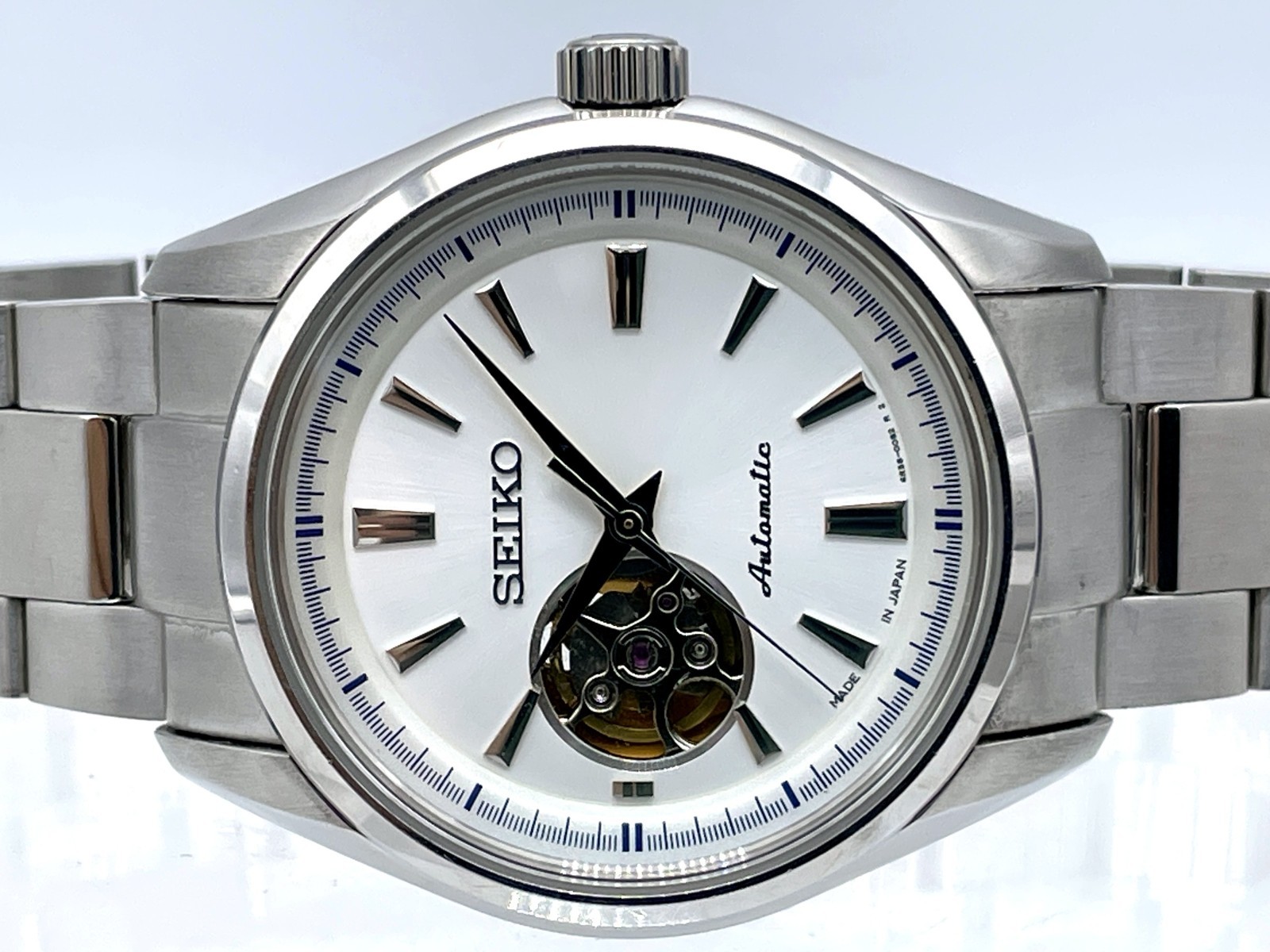 Near MINT SEIKO PRESAGE Automatic Watch Sapphire Silver Dial 4R38-00S0 Boxed