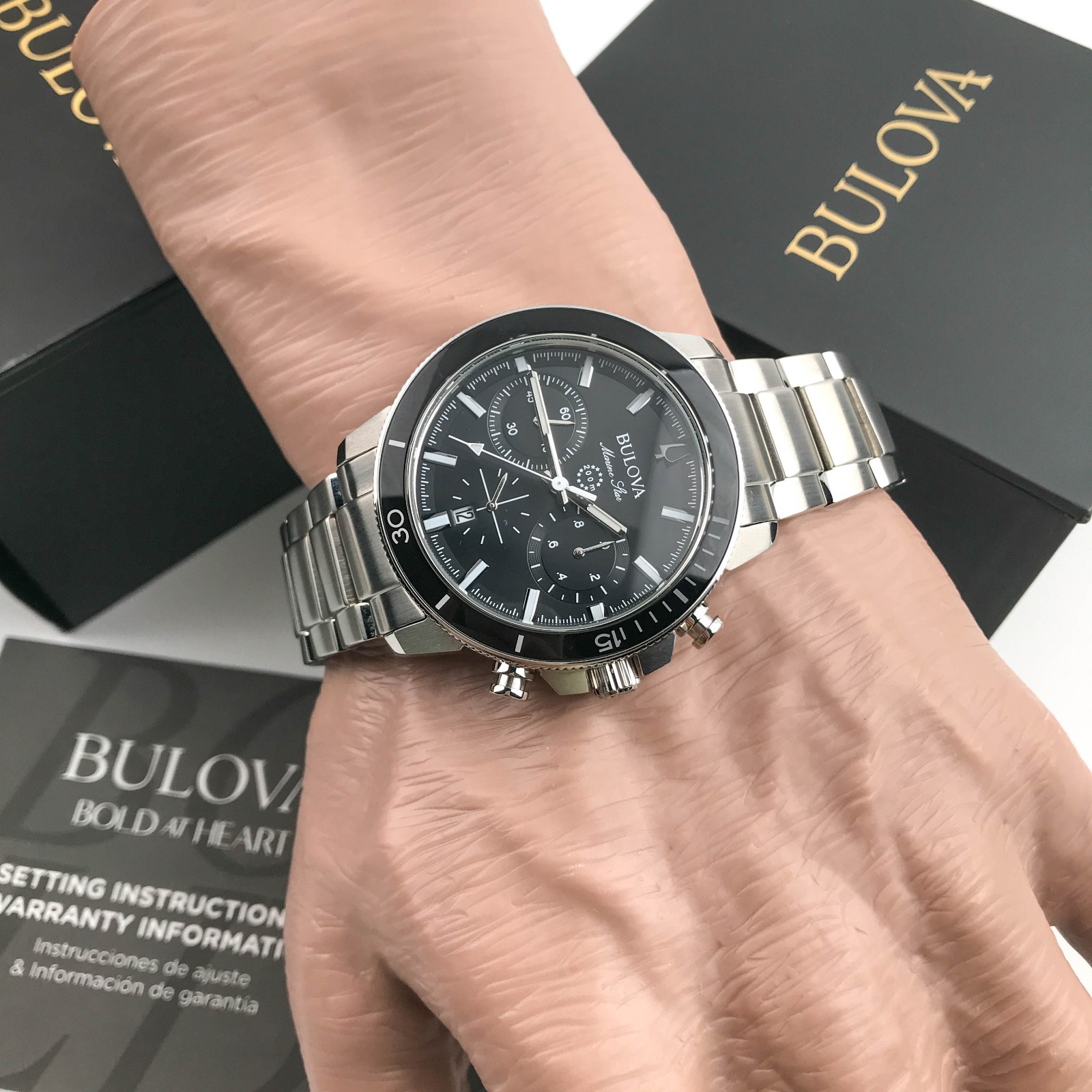 Bulova 96B272 Men’s Chronograph Marine Star Stainless Steel Bracelet Watch 45mm