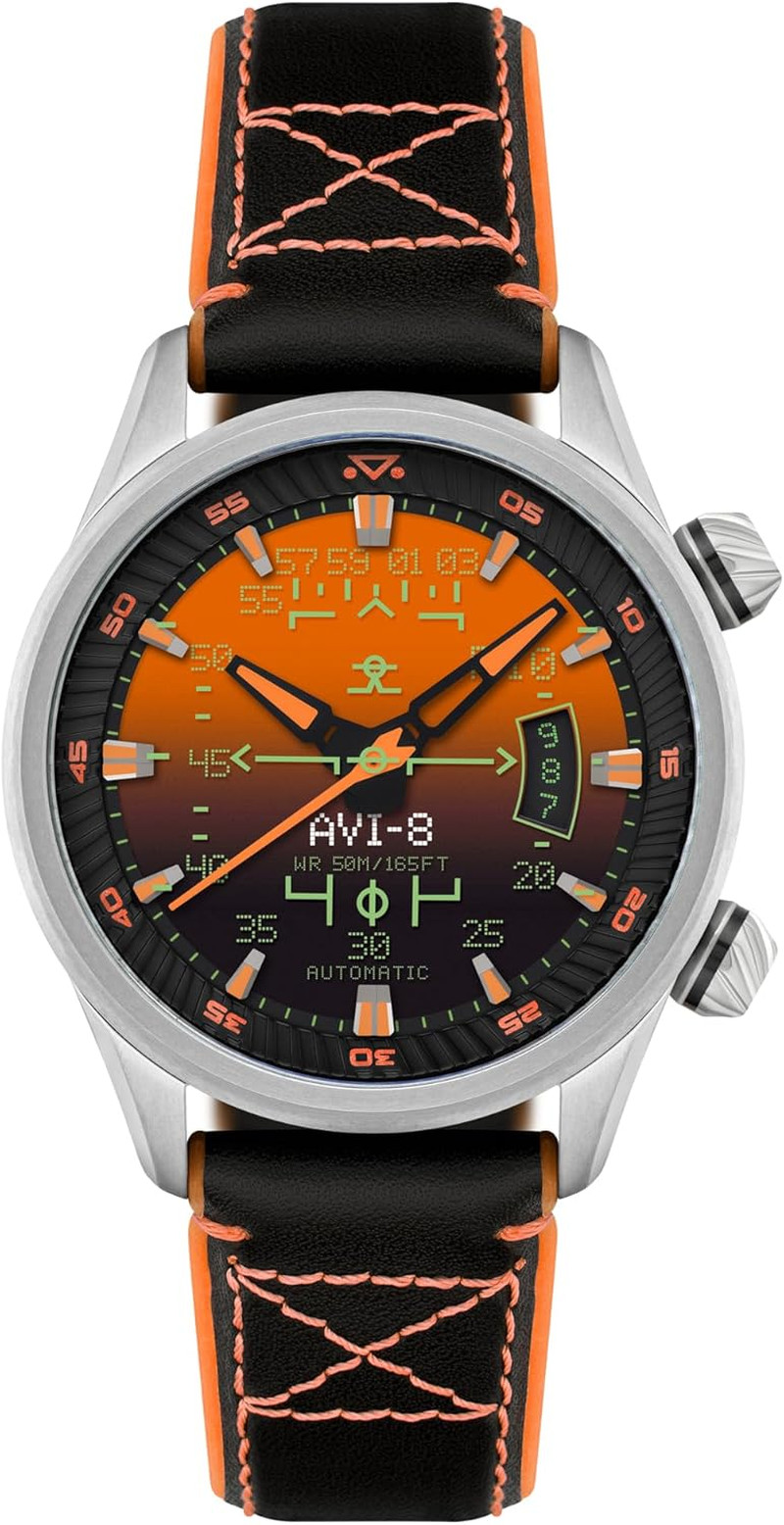 Men’s 44mm Hawker Harrier Automatic Watch – Rubber/Leather Strap AV-4117