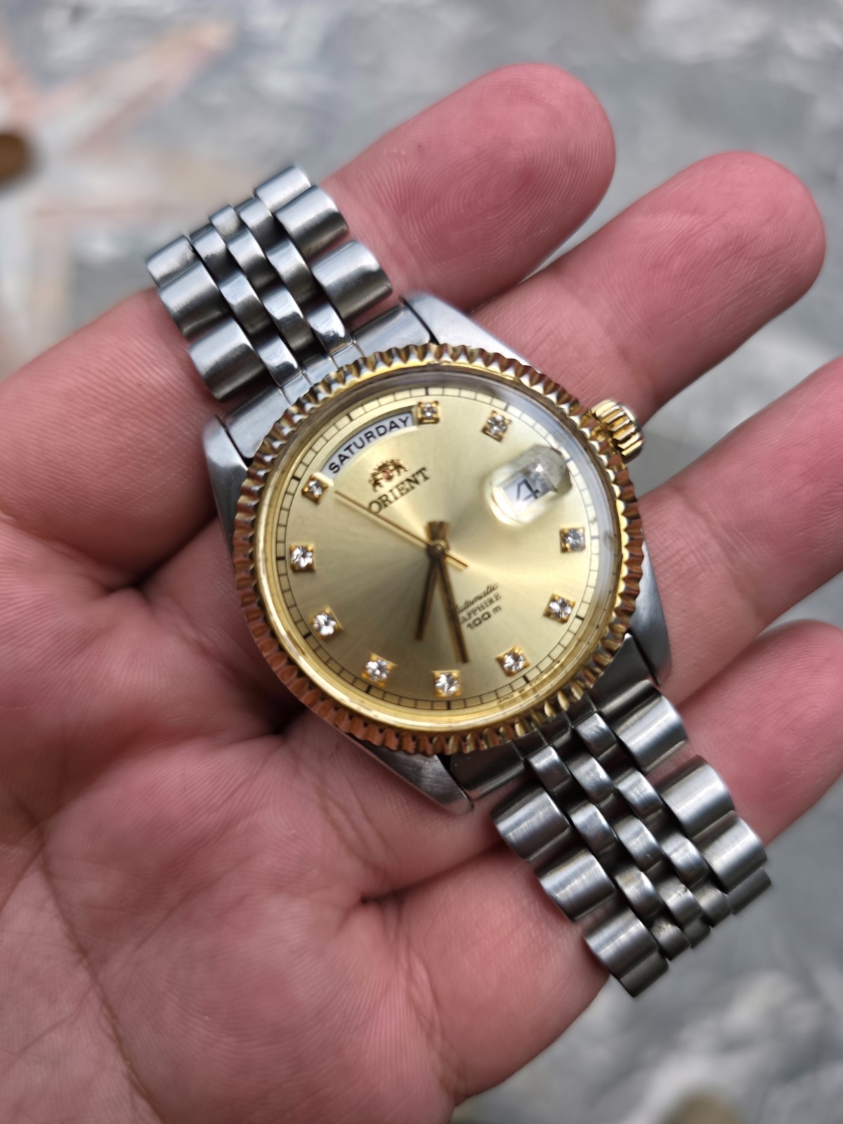 Rare Orient President Day Date Automatic, Gold Dial Two Tone Vintage, limited