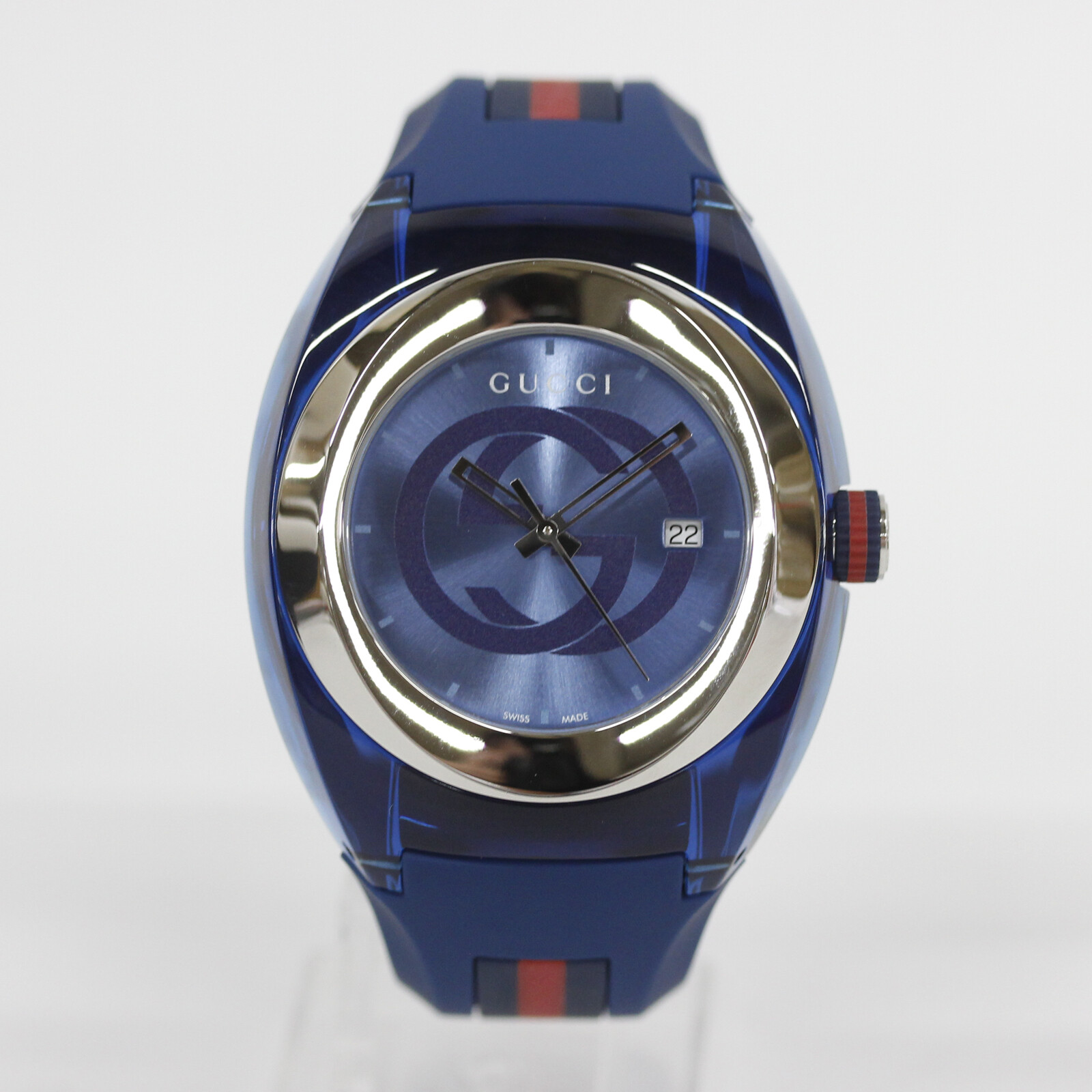 GUCCI SYNC YA137104A Analog Quartz Sapphire Crystal Blue Blue