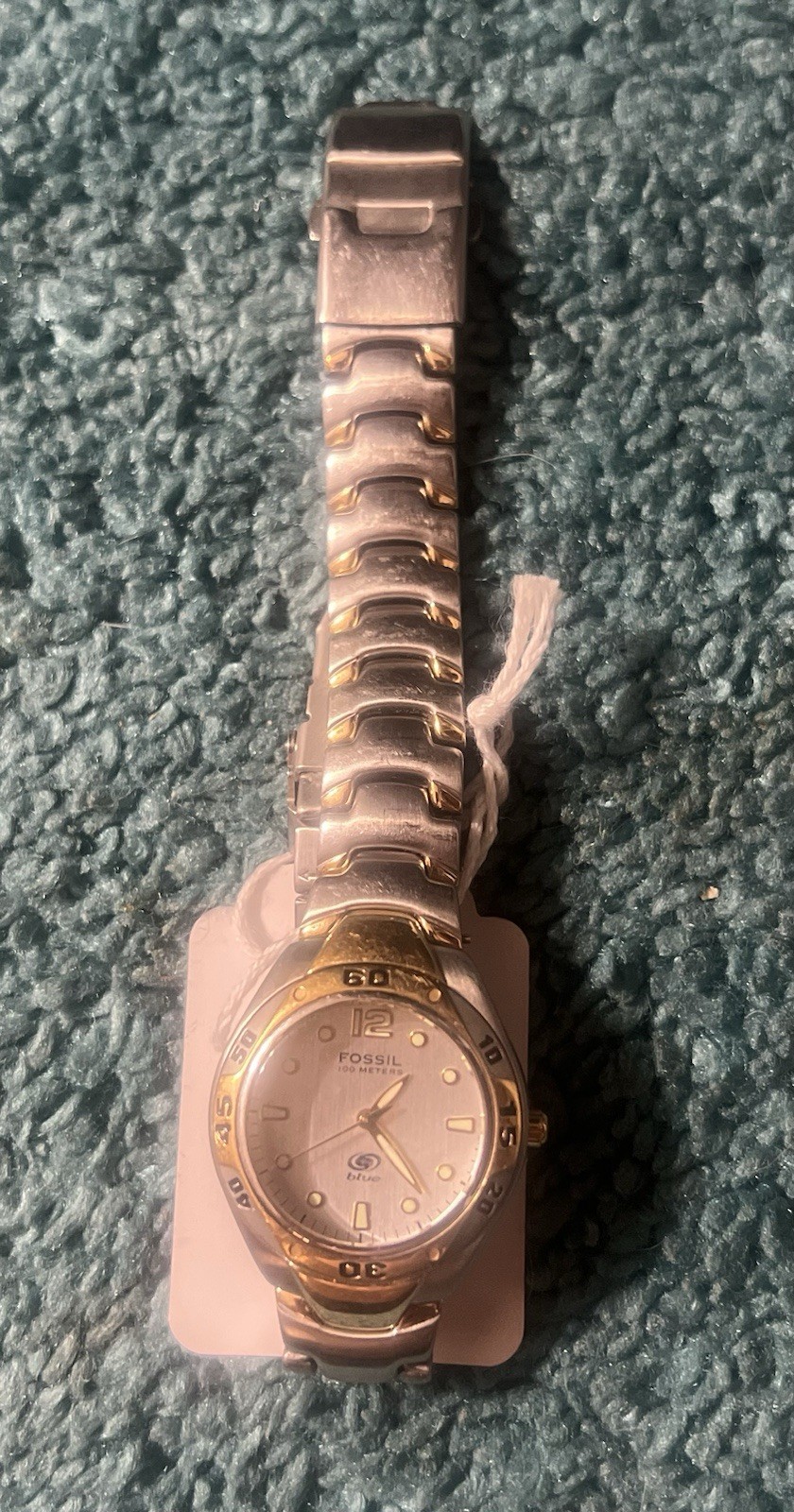 Fossil Blue 100 Meter Silver & Gold tone Stainless Steel Watch Womens